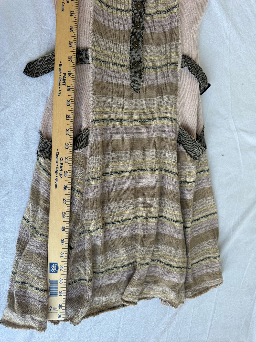 Free People Mixed Knit Striped Strap Dress Large Y2K boho vintage indie sleeze - Picture 9 of 9
